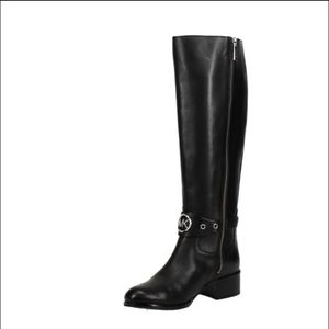 Michael Kors Heather Black Leather Riding Boots